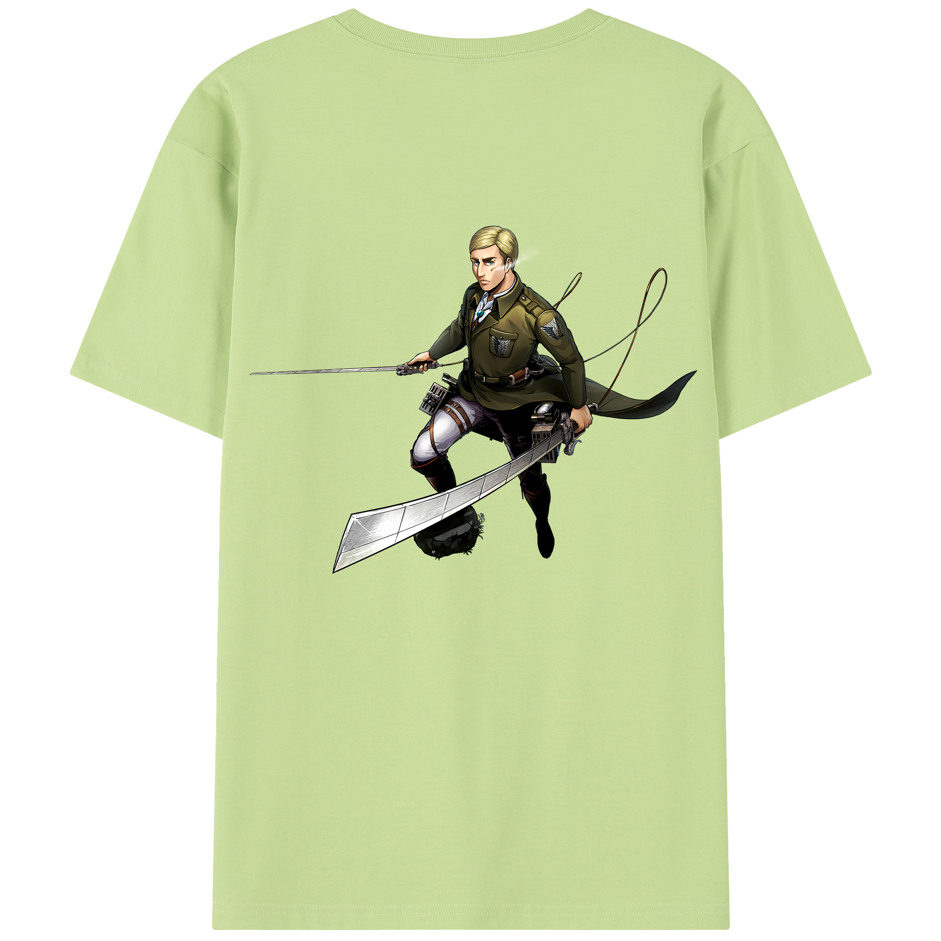 （画像用） 進撃の巨人 エルヴィン・スミス Attack on Titan Erwin Smith 綿100％半袖Tシャツ（背面プリント）